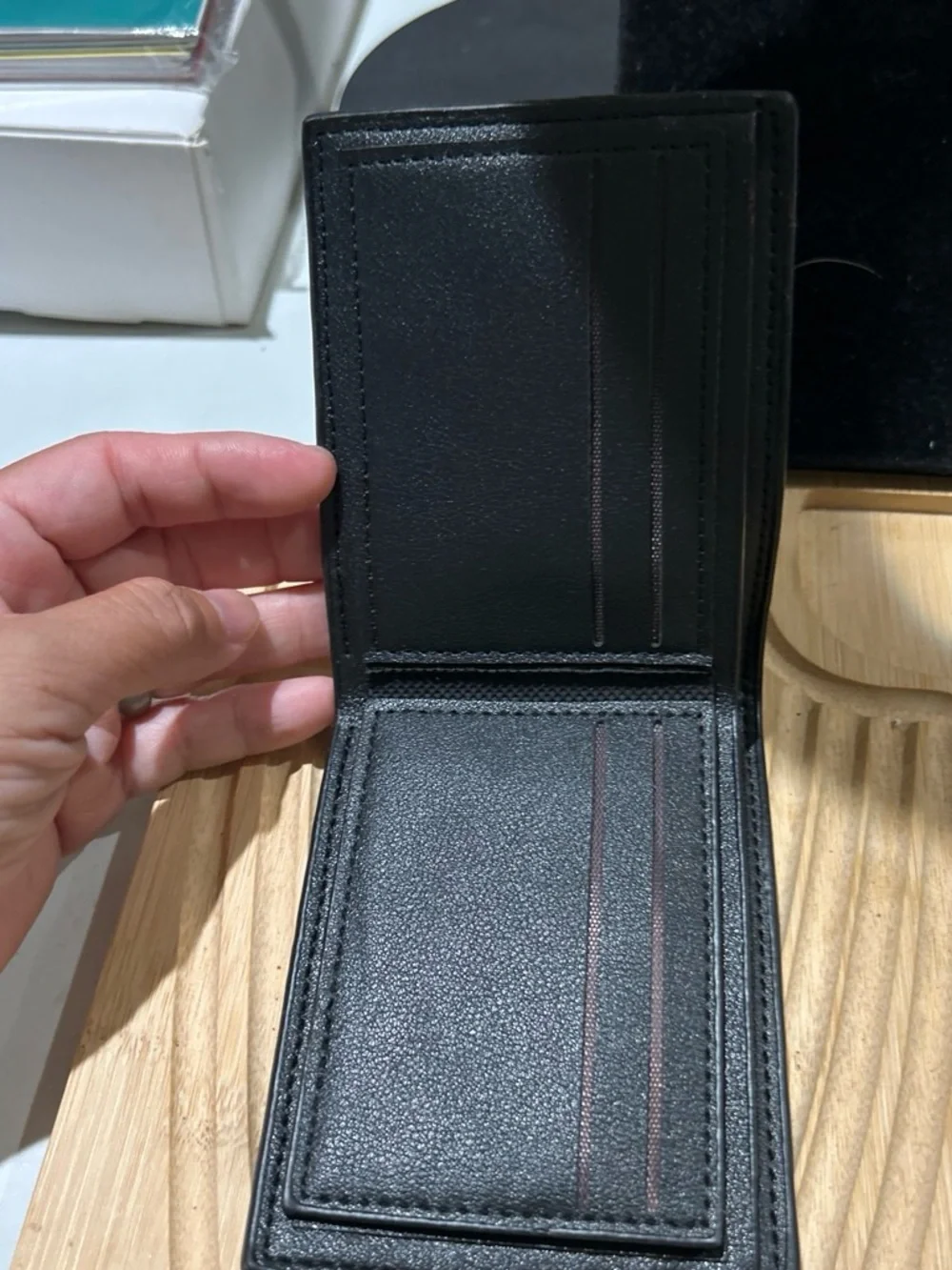 Bowels Black Textured Leather Card & Key Holder